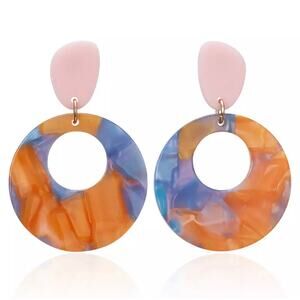 Charlotte Multicolor Resin Drop Earrings - Orange 1-A-5-72
